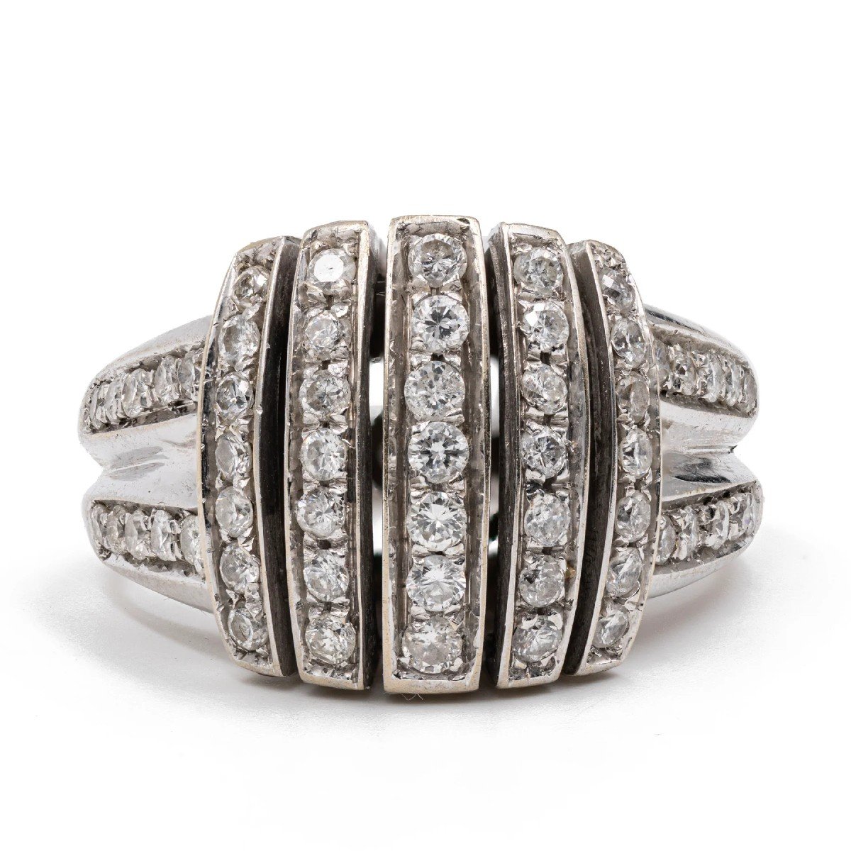 Vintage 18k White Gold And Diamond (1.23ctw) Ring