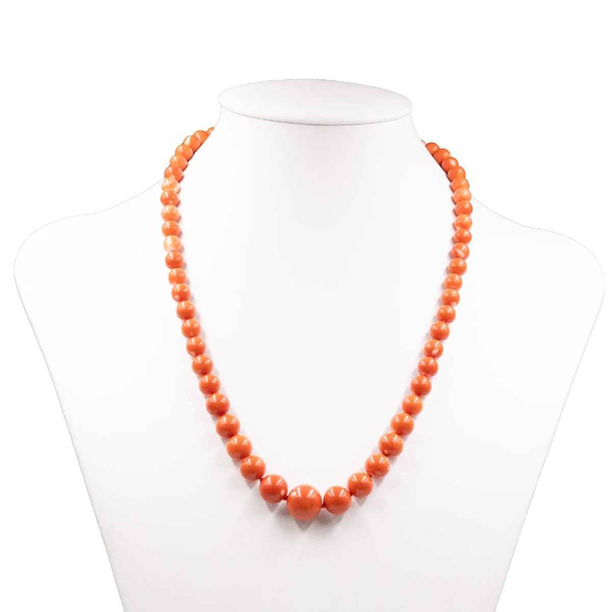 Collier Mi-long En Corail Vintage – Rouge – Style Années 70/80 – Occasion Bon état