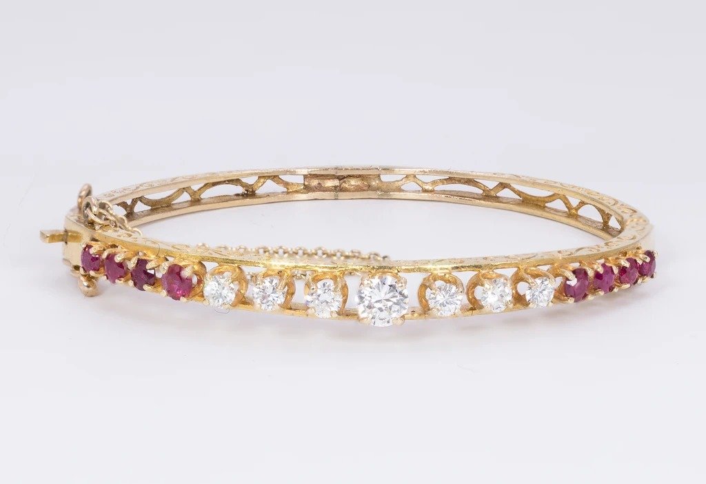 Bracelet En Or Avec Diamants (1,4 Ct) Et Rubis-photo-2