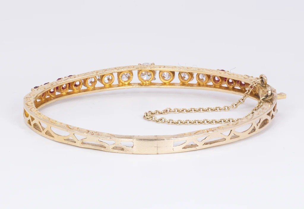 Bracelet En Or Avec Diamants (1,4 Ct) Et Rubis-photo-4