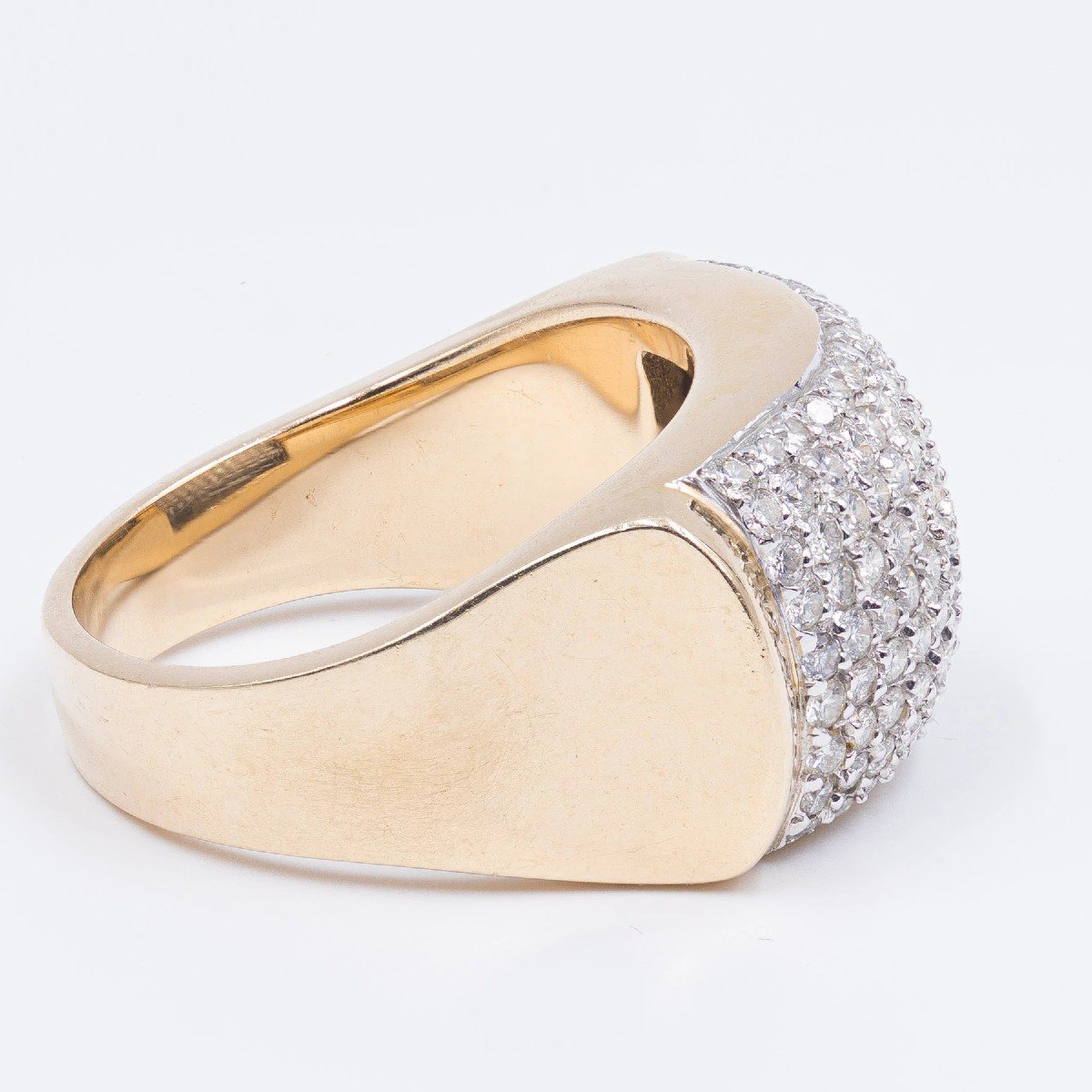 Ring In 14 Carat Yellow Gold With Pavé Diamonds For A Total Of 2.5 Ct, Years 70/80-photo-2