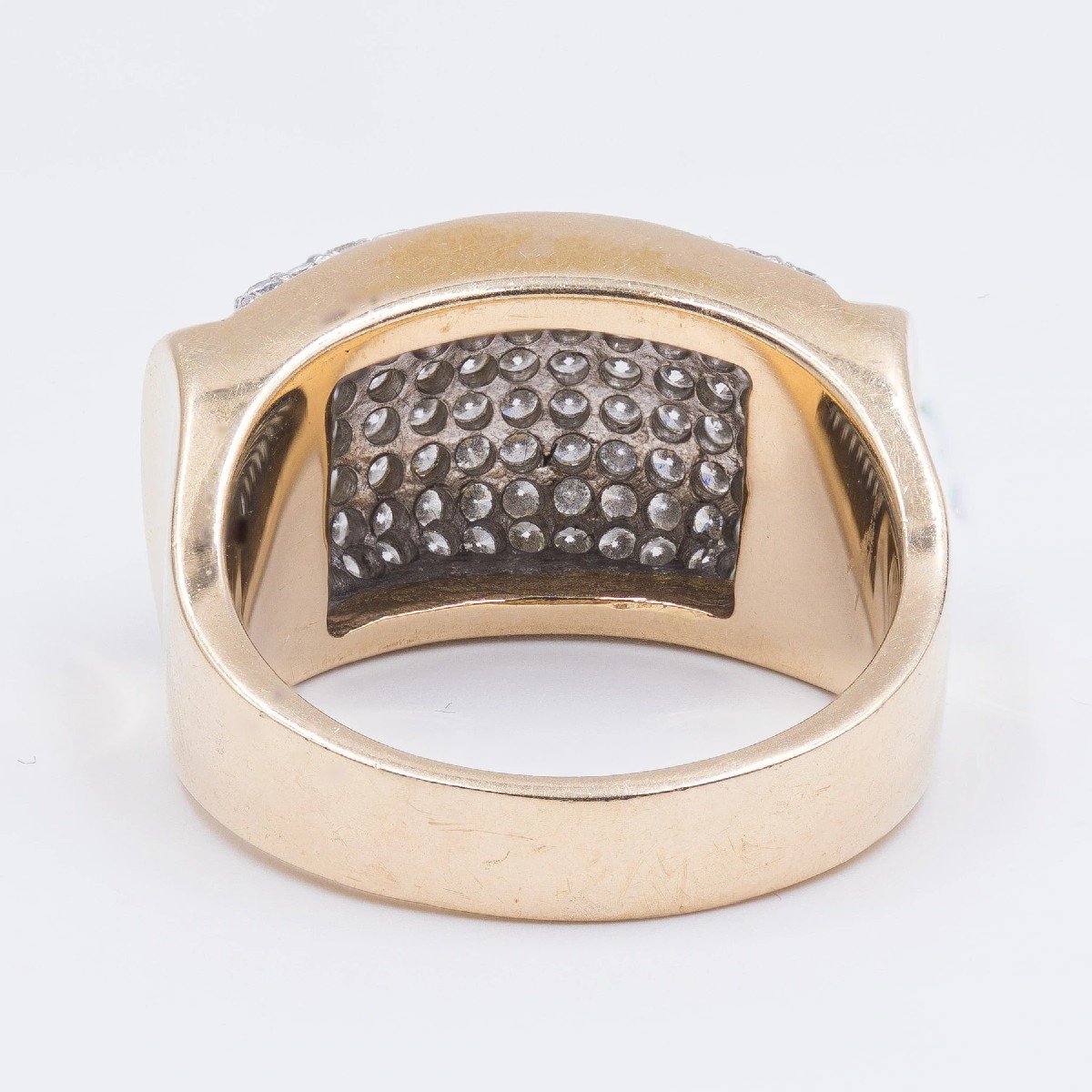 Ring In 14 Carat Yellow Gold With Pavé Diamonds For A Total Of 2.5 Ct, Years 70/80-photo-2