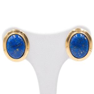 Vintage 18k Gold Lapis Lazuli Earrings