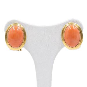 Vintage 18k Yellow Gold And Coral Earrings, 60s
