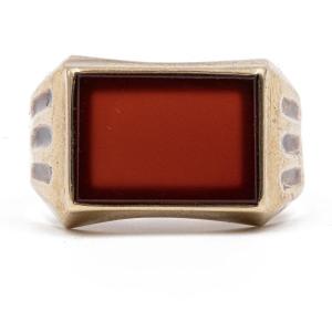 Bague Vintage Pour Homme En Or 8 Carats Et Cornaline, Années 40/50