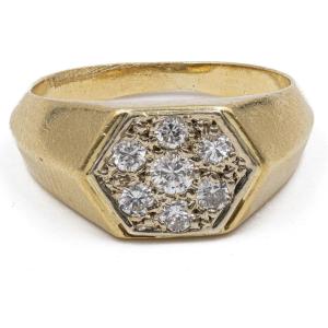 Bague Diamant Vintage En Or Jaune 18 Carats (0.22 Ct), Années 70/80