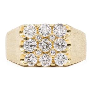 Vintage 14k Yellow Gold Diamond Chevalier Ring (1,10ctw), 70s