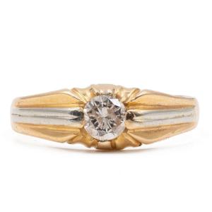 Solitaire Ring In 18k Two-tone Gold With Diamond (0,45ctw), 50s
