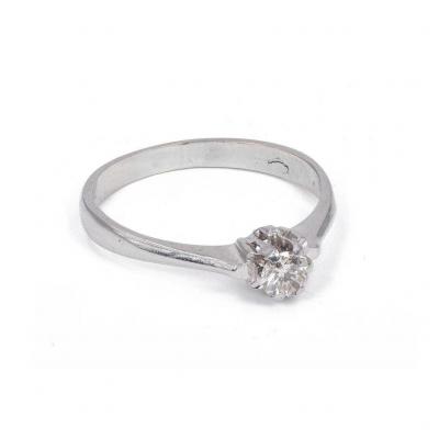 18k White Gold Ring With A Brilliant Cut Diamond Of 0.25 Carat