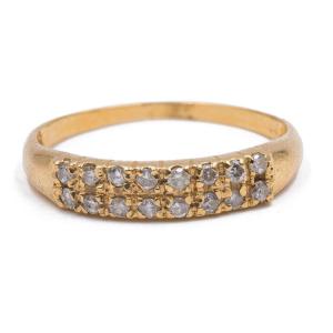 Vintage Ring In 18k Yellow Gold And Diamonds (0.16 Ct), 70