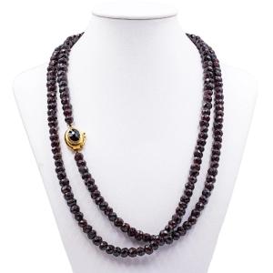 Vintage Garnet Necklace In 18k Yellow Gold