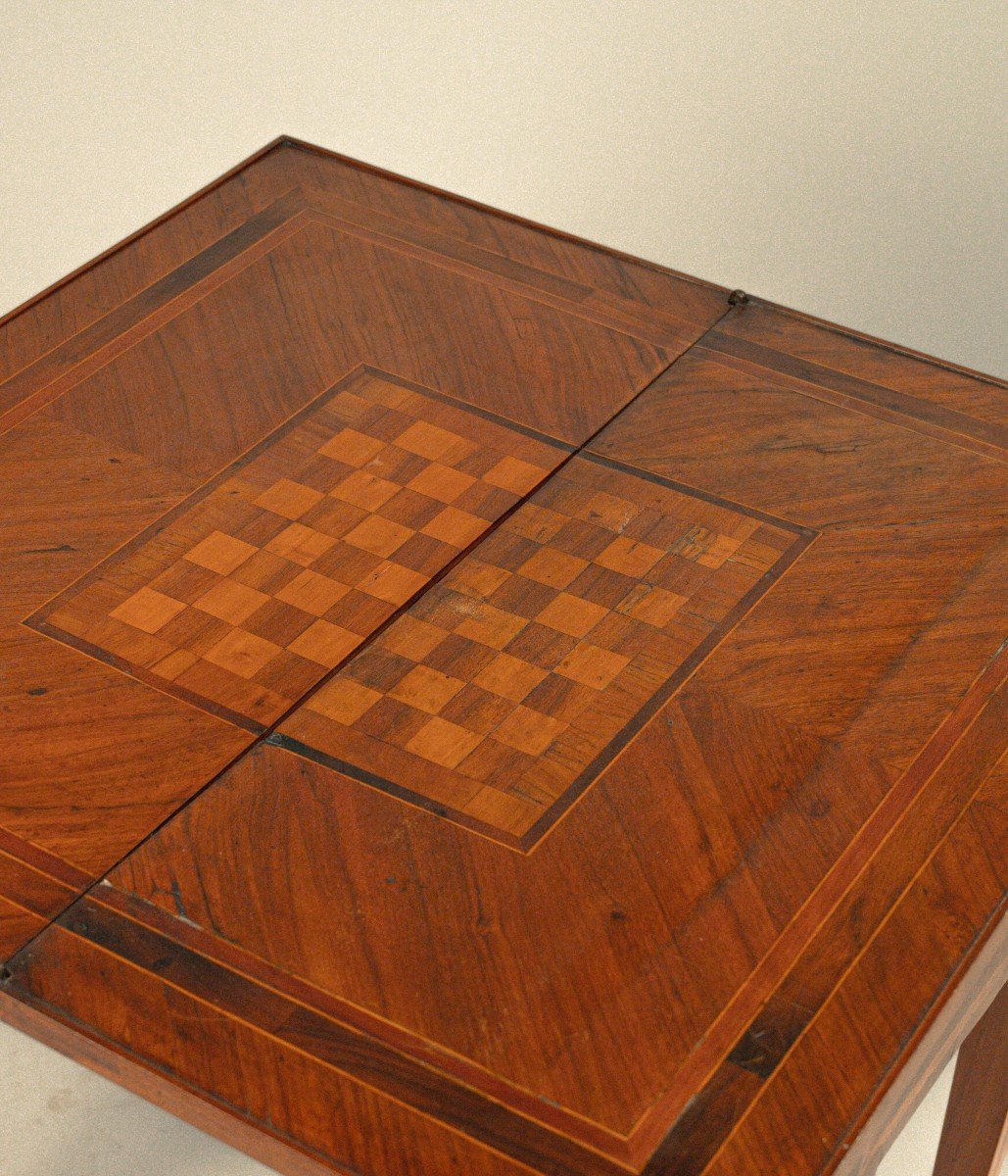 Walnut Veneer And Inlaid Table Game Table-photo-2