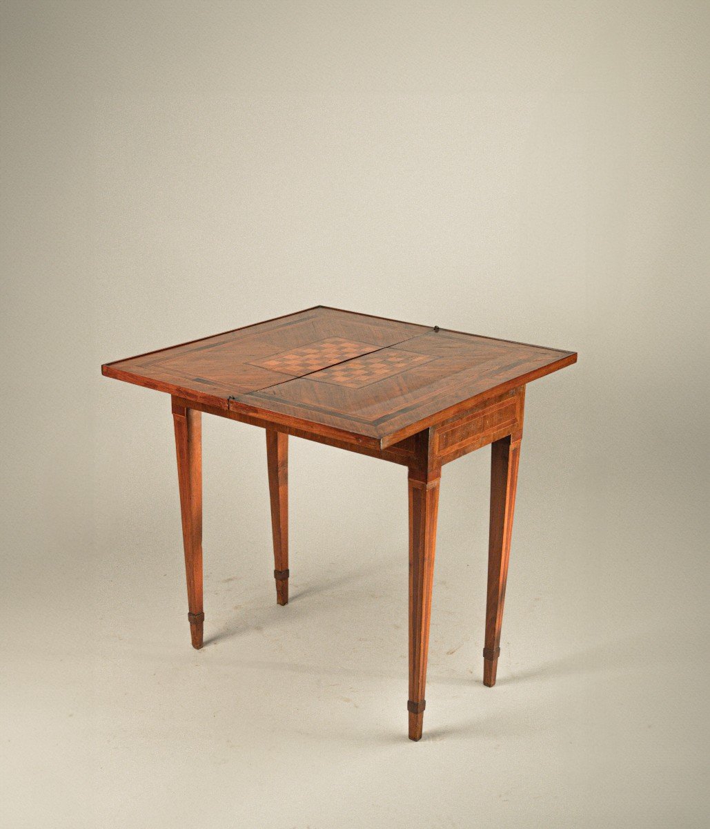 Walnut Veneer And Inlaid Table Game Table-photo-3