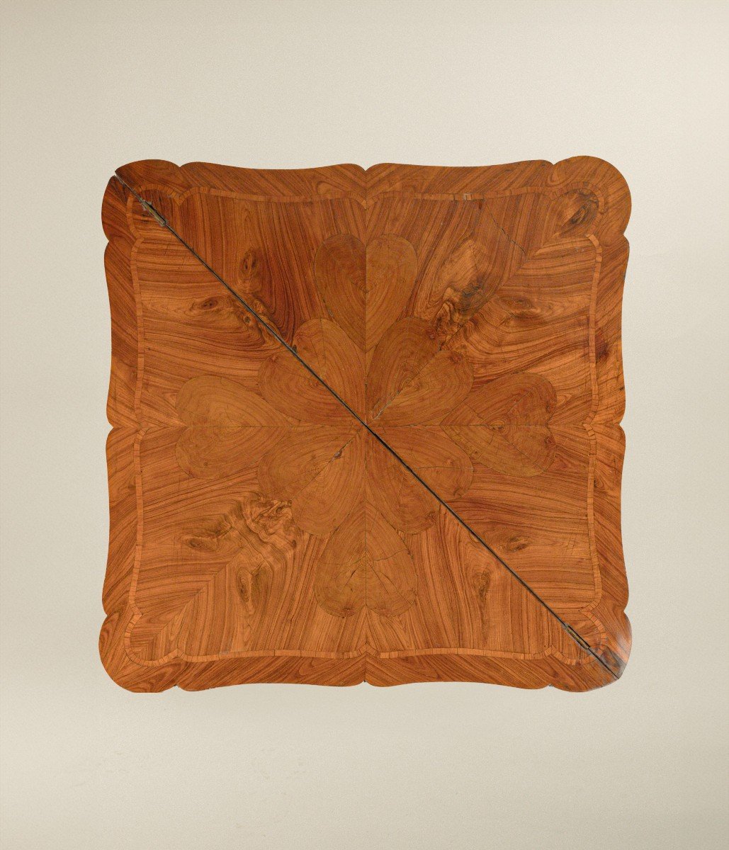 Folding Coffee Table Veneered In Bois De Rose Genoa 18th Century-photo-2