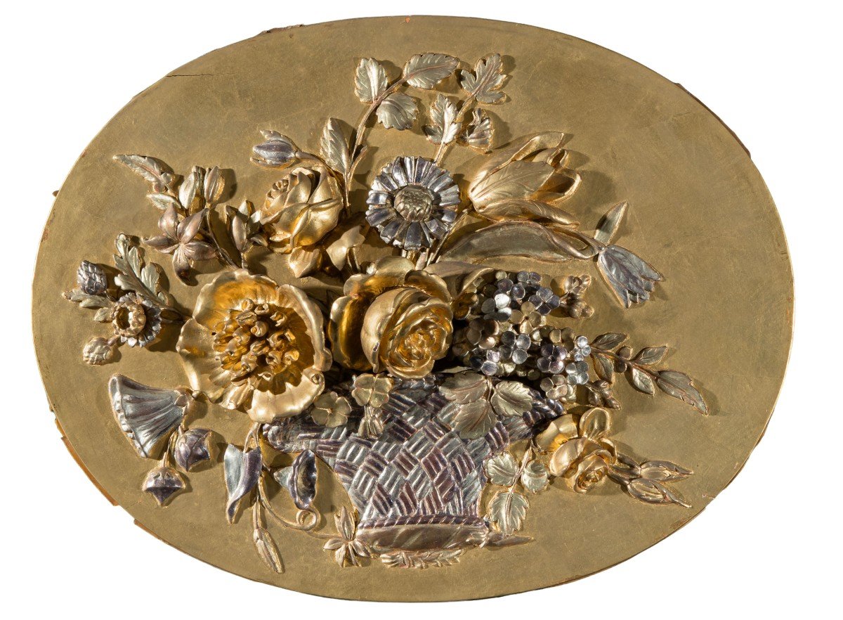 Four Sculpted, Carved And Gilded Wooden Panelsn Piedmont, Early 19th Century-photo-1
