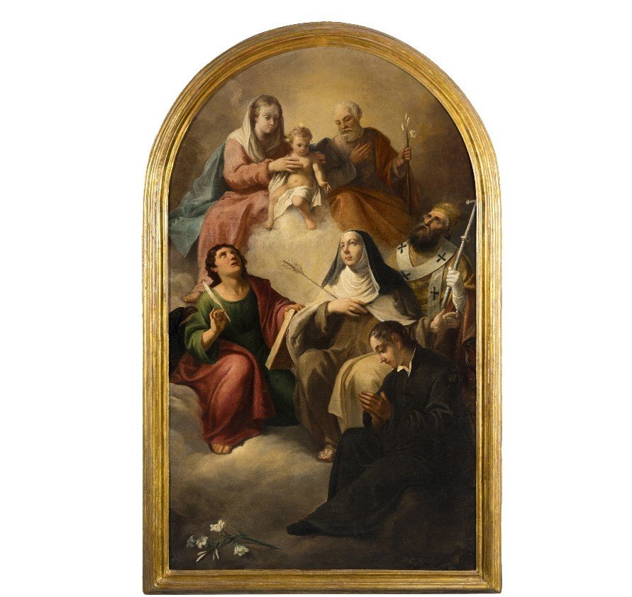 Lattanzio Querena (attributed), "pala Holy Family In Glory With Saints"