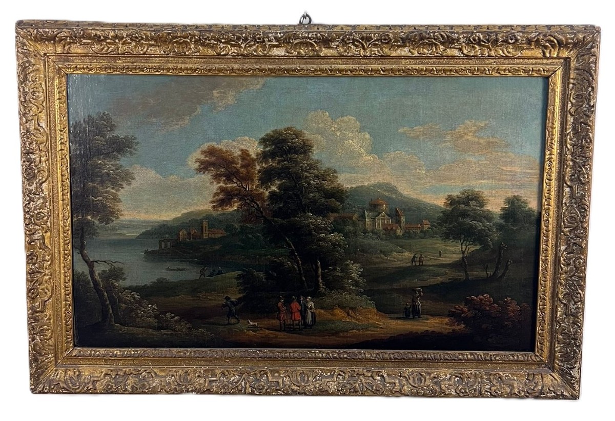Anonyme XVIIIe Siècle, A) B) "paysage Avec Personnages"