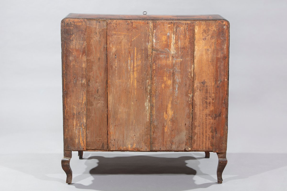 Commode à abattant en placage de noyer et bruyère de noyer, Piémont, XVIIIe siècle-photo-2