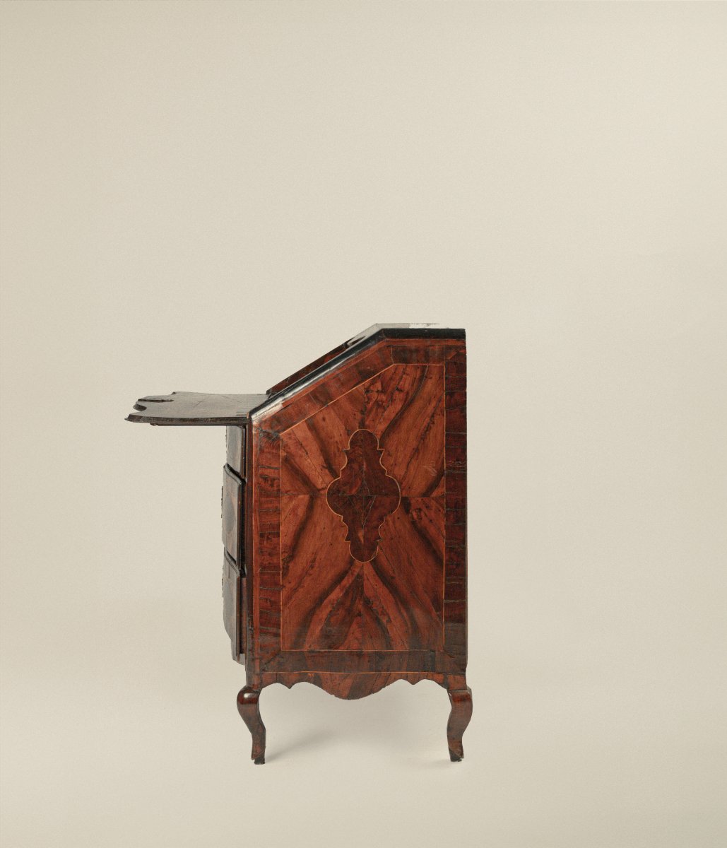 Commode à abattant en placage de noyer et bruyère de noyer, Piémont, XVIIIe siècle-photo-2