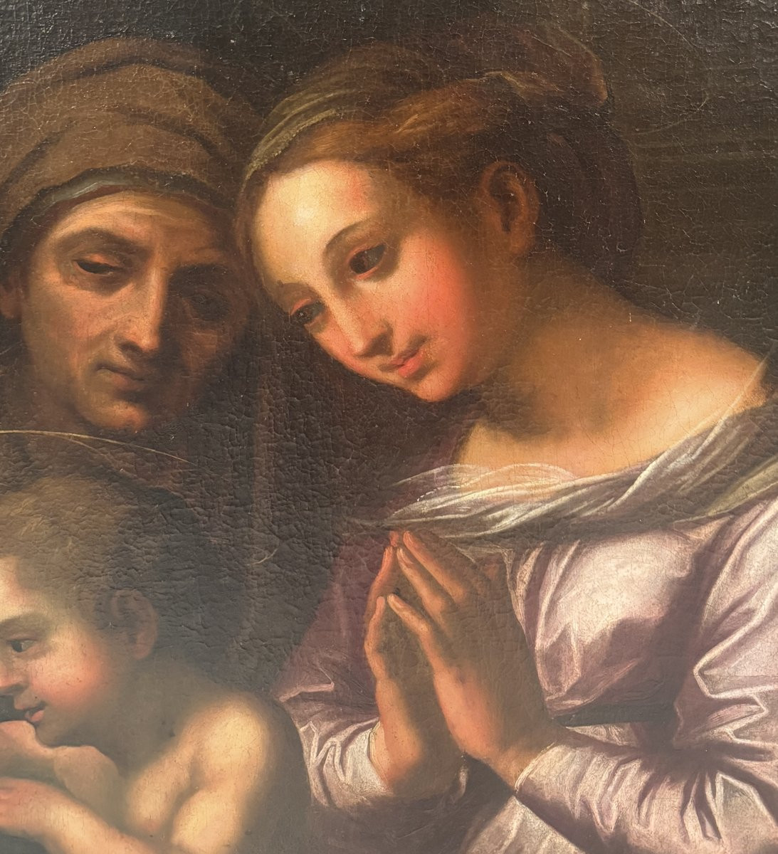 Anonyme 17ème siècle, "Vierge à l'Enfant, Saint Jean et Elisabeth", (copie de Raphaël)-photo-2