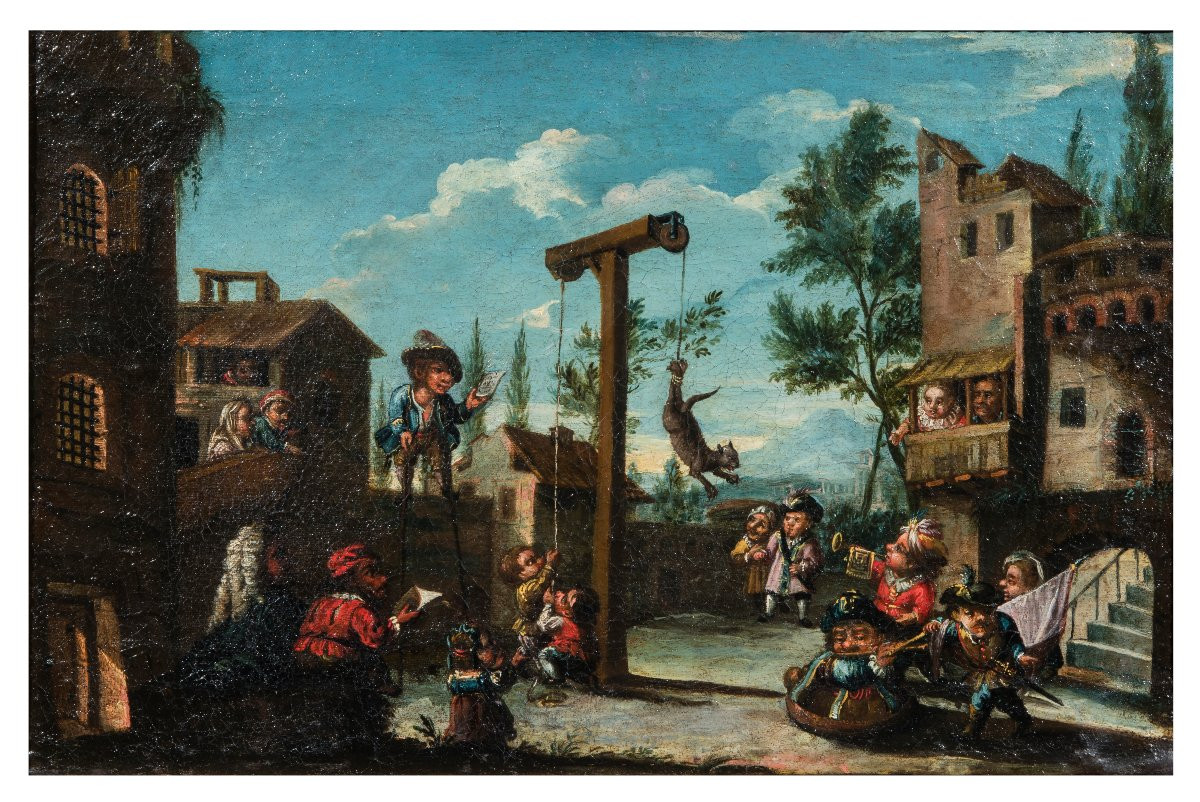 École de Brescia du XVIIe siècle "Le supplice du chat"-photo-3