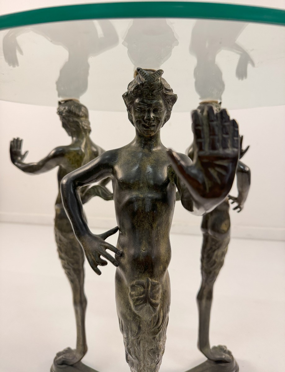 Low Table With Bronze Tripod Base, 20th Century-photo-3