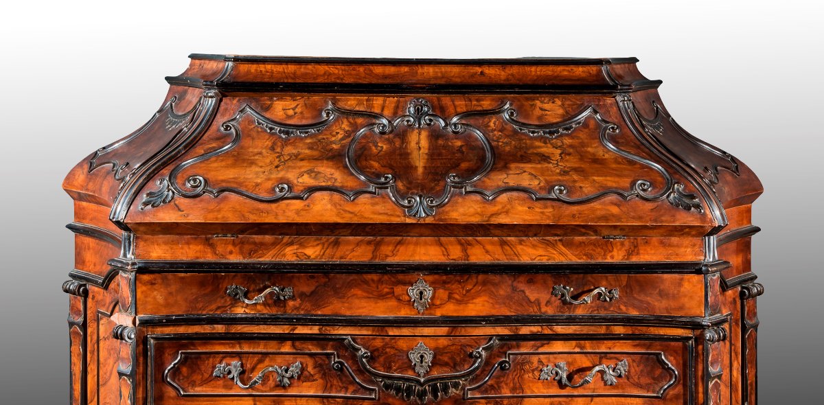Chest Of Drawers Veneered In Walnut, In Eighteenth-century Lombard Style-photo-3