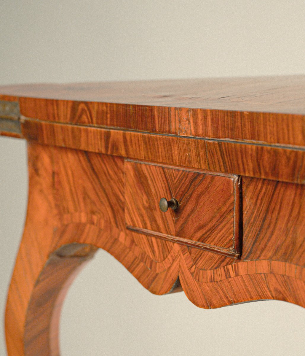 Table basse pliante plaquée en bois de rose, Gênes XVIIIe siècle-photo-1