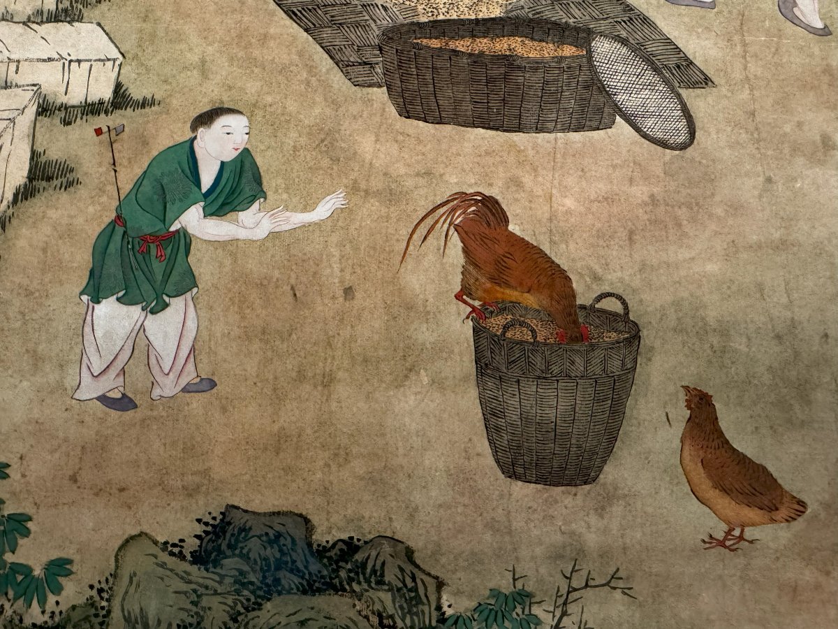 Paire de tableaux, Chine, Dynastie Qing, 18ème-19ème siècle-photo-4