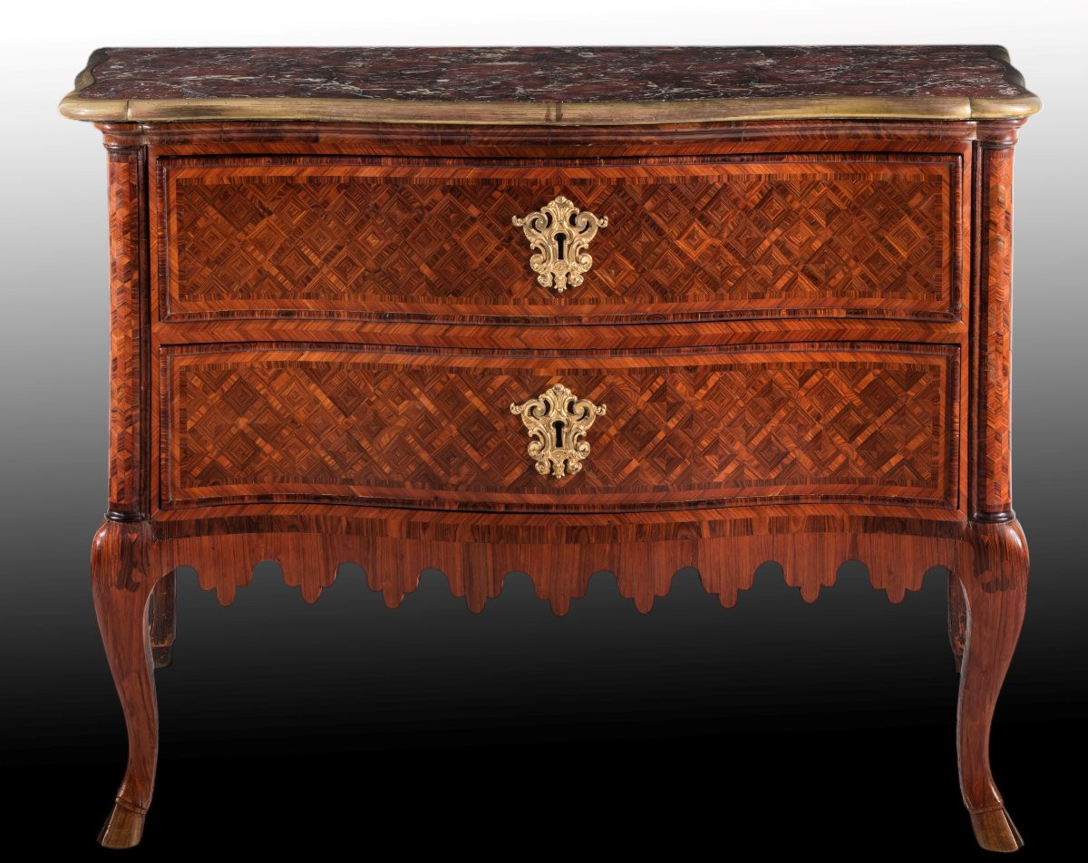 Commode marquetée en bois divers, Rome, troisième quart du XVIIIe siècle-photo-4