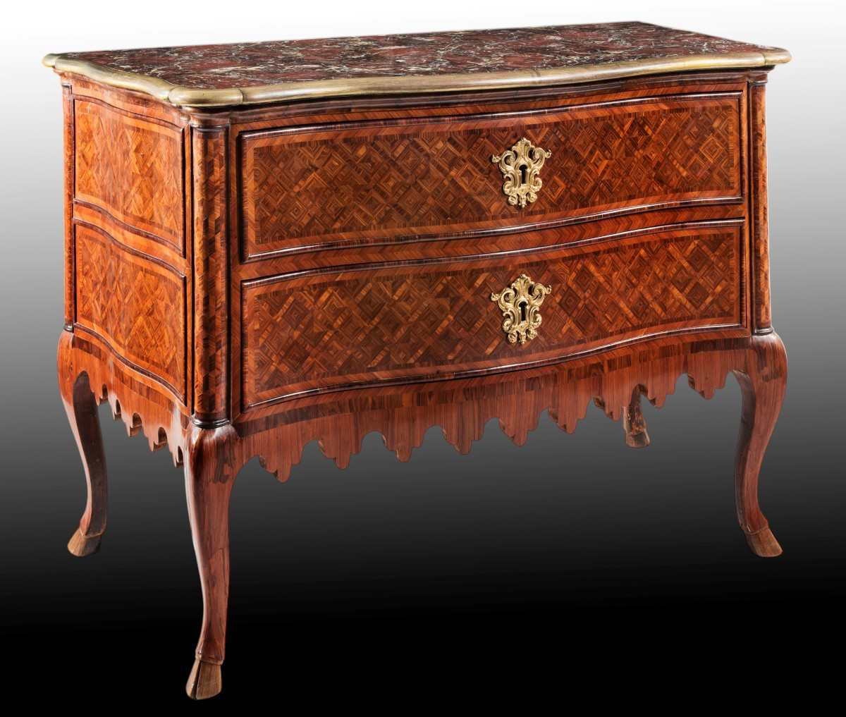 Commode marquetée en bois divers, Rome, troisième quart du XVIIIe siècle
