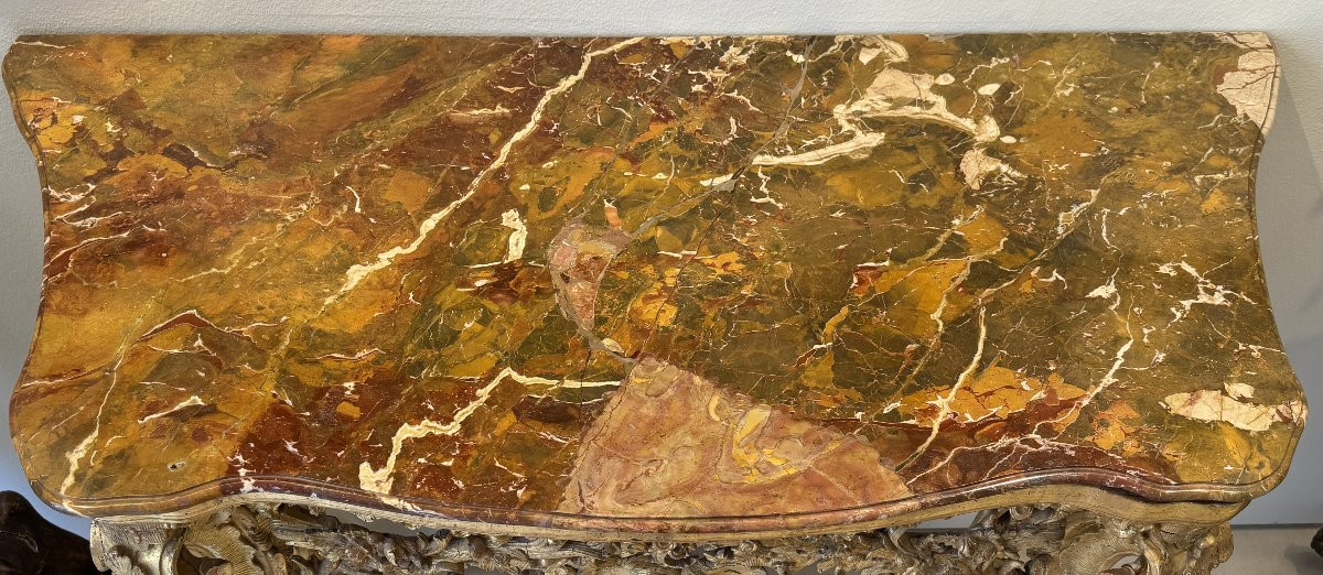 A Carved And Gilded Wooden Console Table, Genoa, Mid-18th Century-photo-3