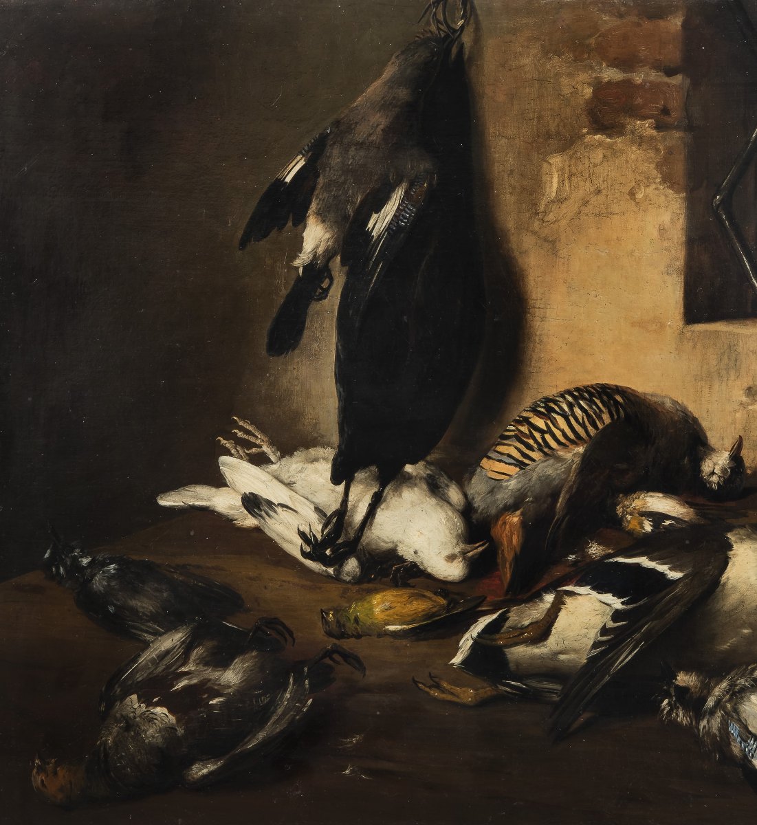 Giovan Francesco Briglia, Intérieur du garde-manger avec gibier à plumes et chat-photo-3