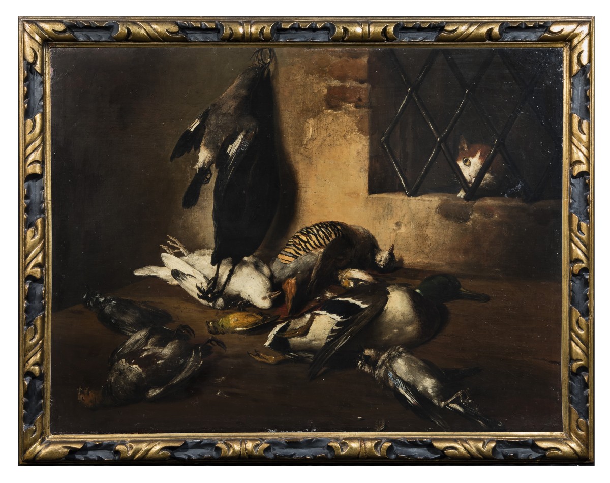 Giovan Francesco Briglia, Intérieur du garde-manger avec gibier à plumes et chat