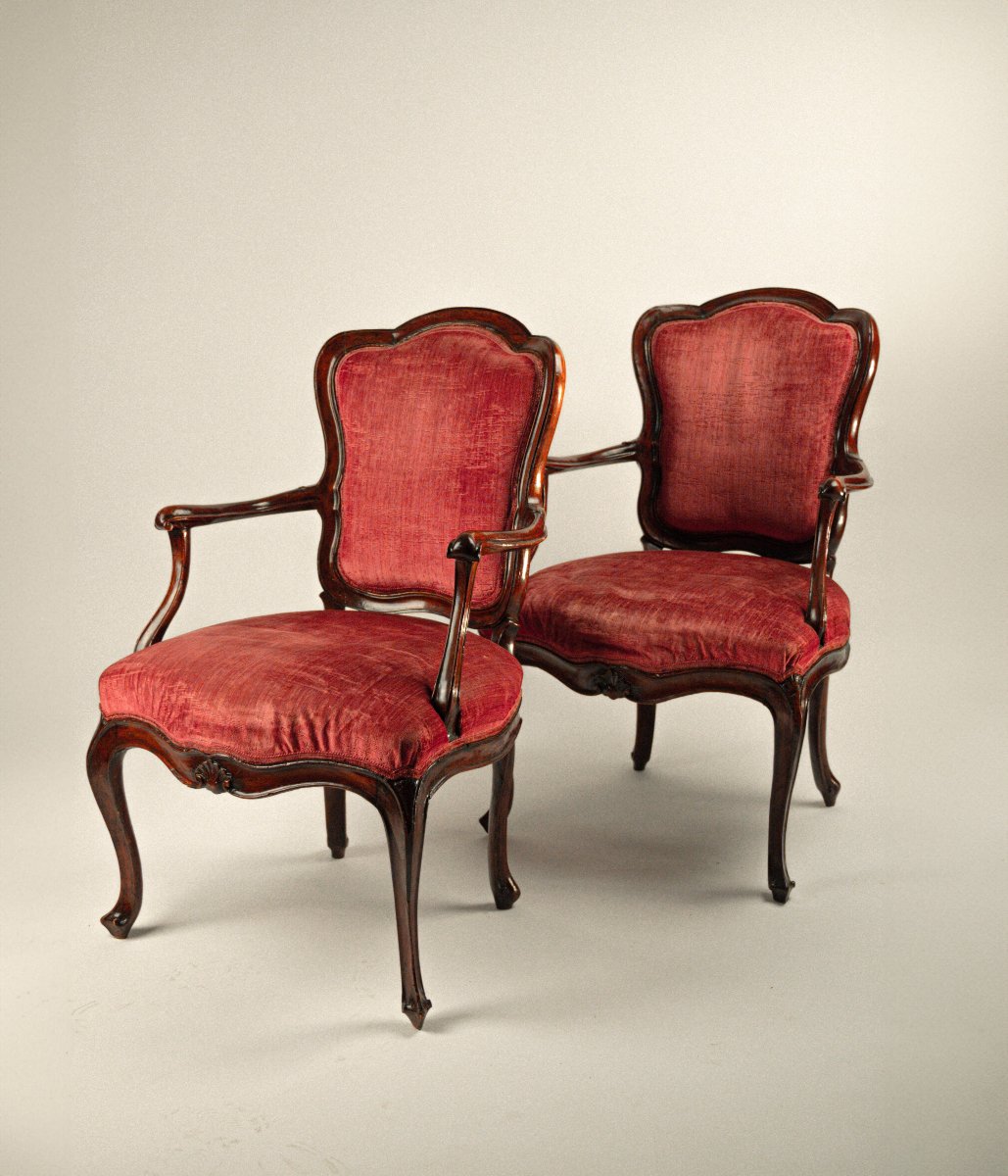 Four Walnut Armchairs, Venice, Mid-18th Century-photo-2