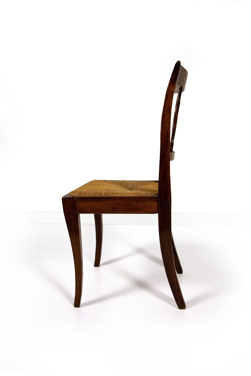 Four Walnut Chairs, Veneto, First Half Of The 19th Century-photo-2
