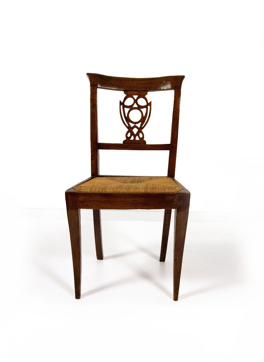 Four Walnut Chairs, Veneto, First Half Of The 19th Century-photo-3