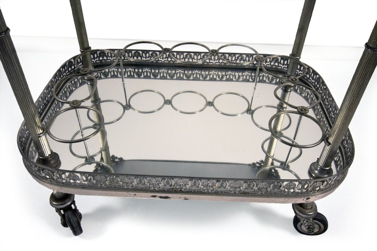 Silver-plated Metal Food Trolley, 20th Century-photo-1