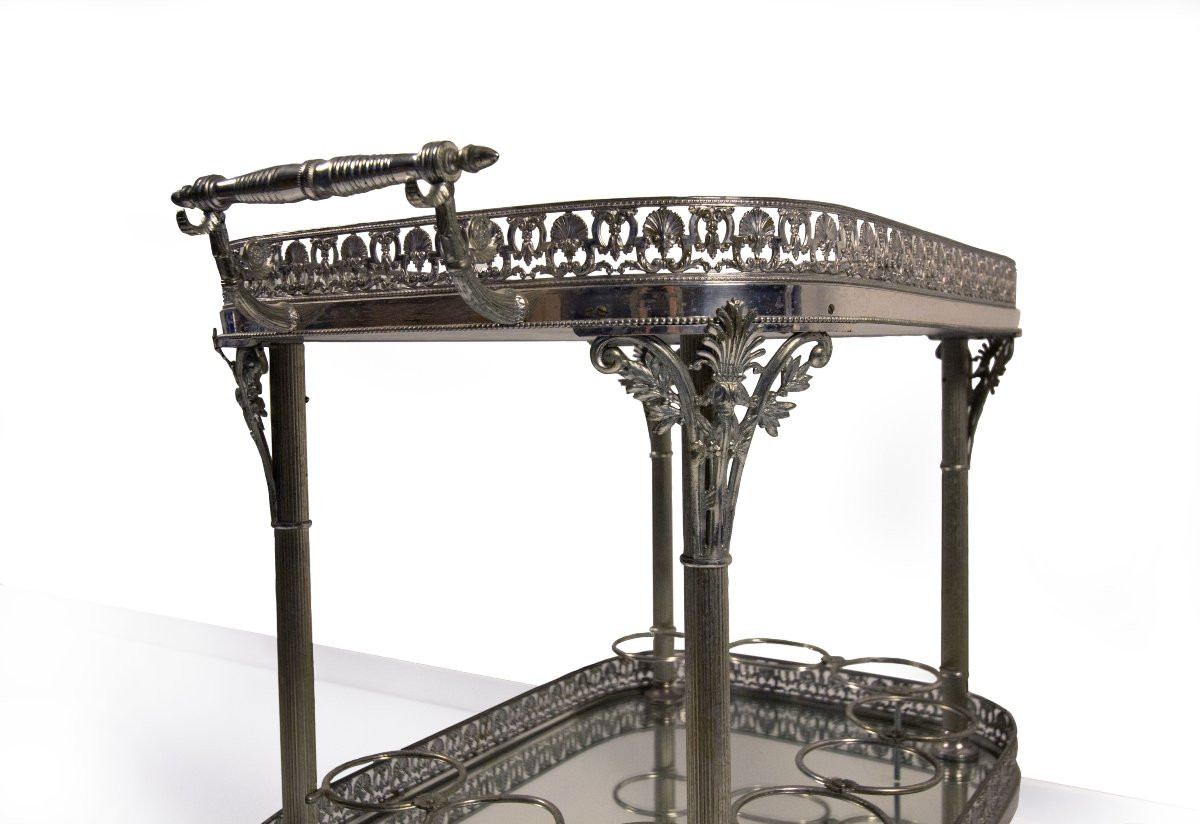 Silver-plated Metal Food Trolley, 20th Century-photo-3