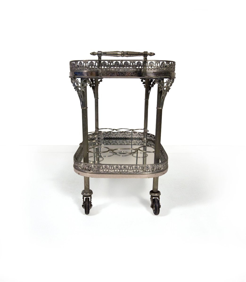 Silver-plated Metal Food Trolley, 20th Century-photo-5