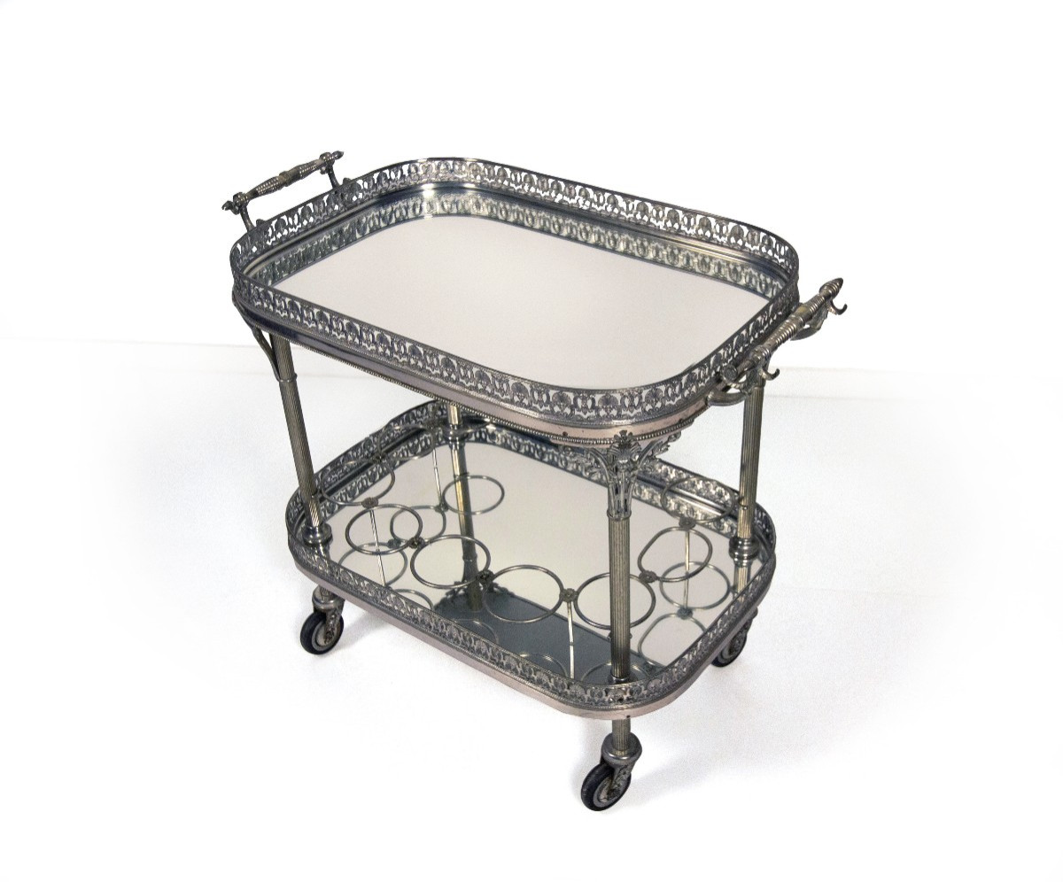 Silver-plated Metal Food Trolley, 20th Century