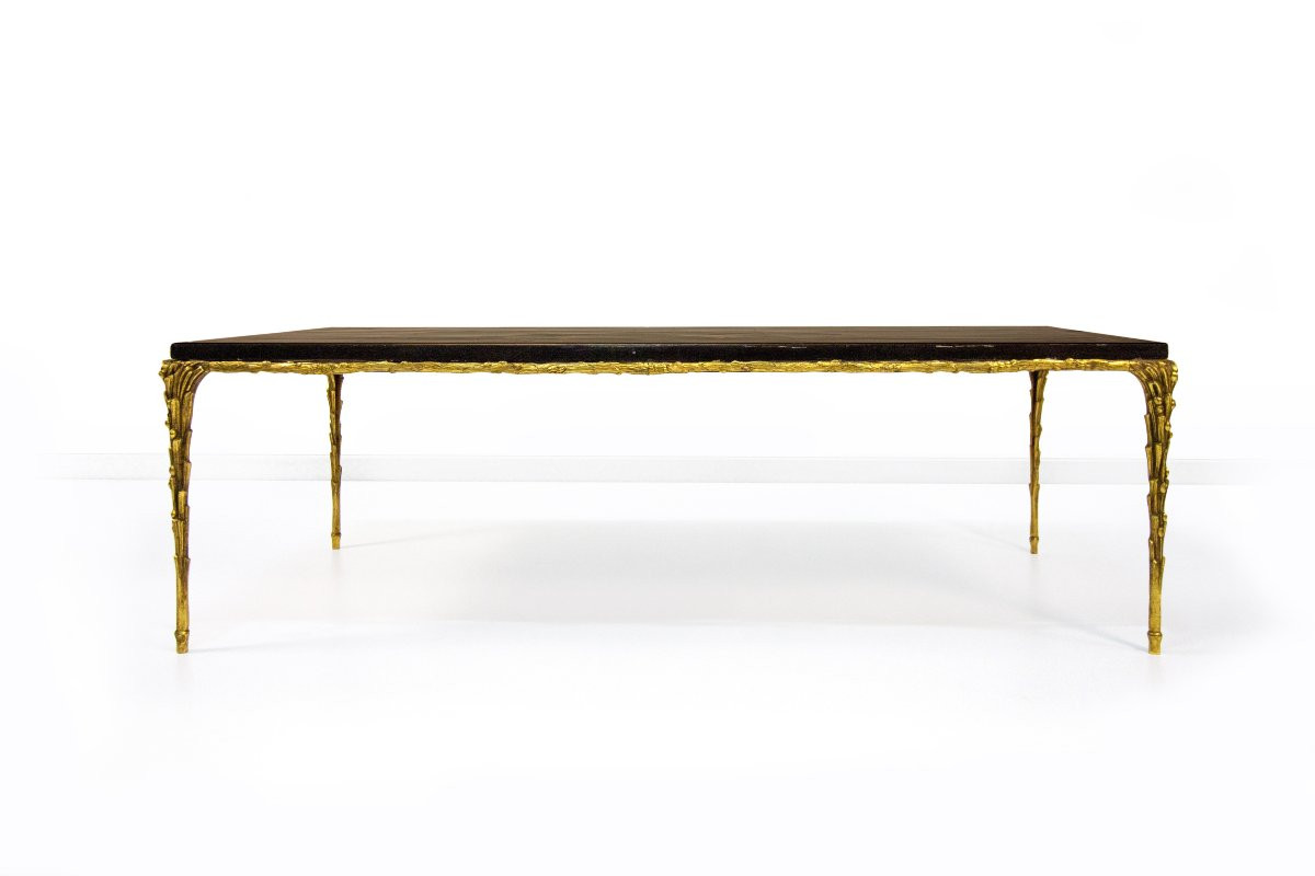A 20th-century Gilt Bronze And Lacquered Wood Coffee Table.-photo-4