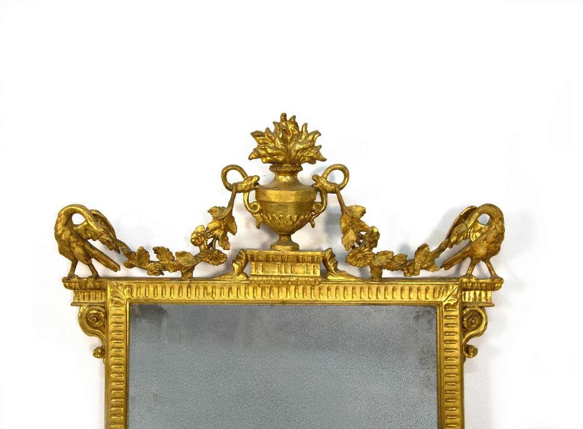Carved And Gilded Wood Mirror, Naples, Late 18th Century-photo-3