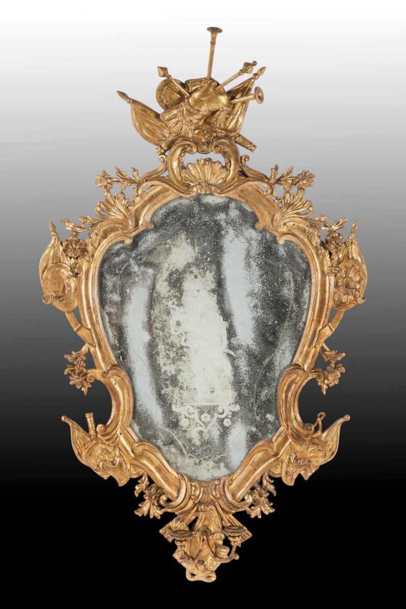 Paire d'appliques en bois sculpté et doré, Venise, milieu du XVIIIe siècle-photo-3