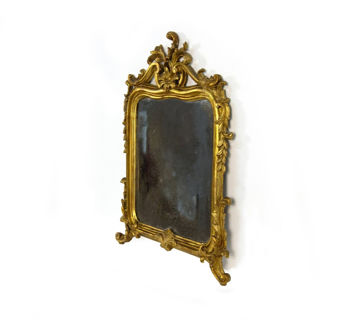Petit miroir en bois sculpté et doré du XIXe siècle-photo-3