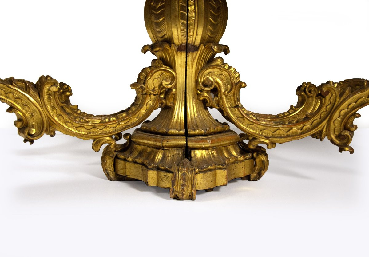 Carved, Gilded, And Lacquered Wooden Table, Lombardy, 19th Century-photo-2