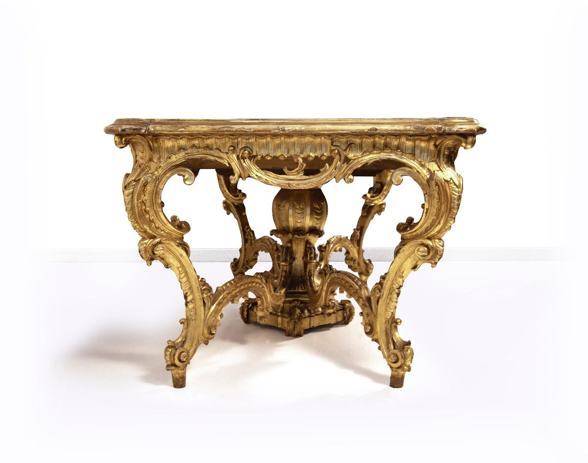 Carved, Gilded, And Lacquered Wooden Table, Lombardy, 19th Century-photo-5