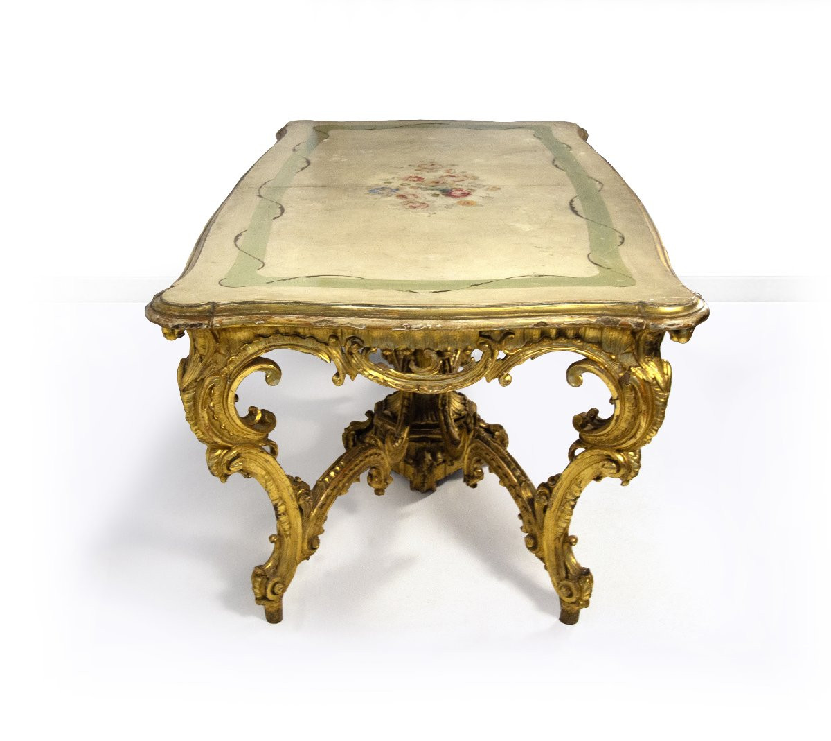 Carved, Gilded, And Lacquered Wooden Table, Lombardy, 19th Century-photo-6