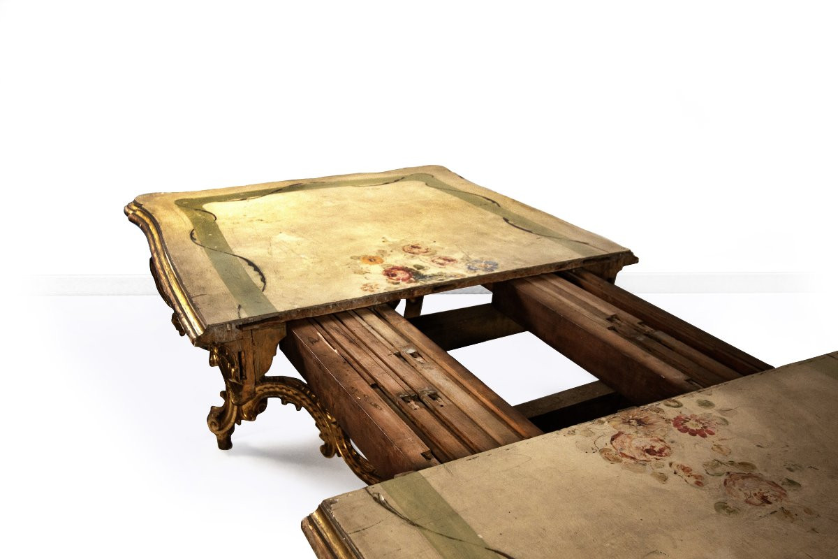 Carved, Gilded, And Lacquered Wooden Table, Lombardy, 19th Century-photo-7