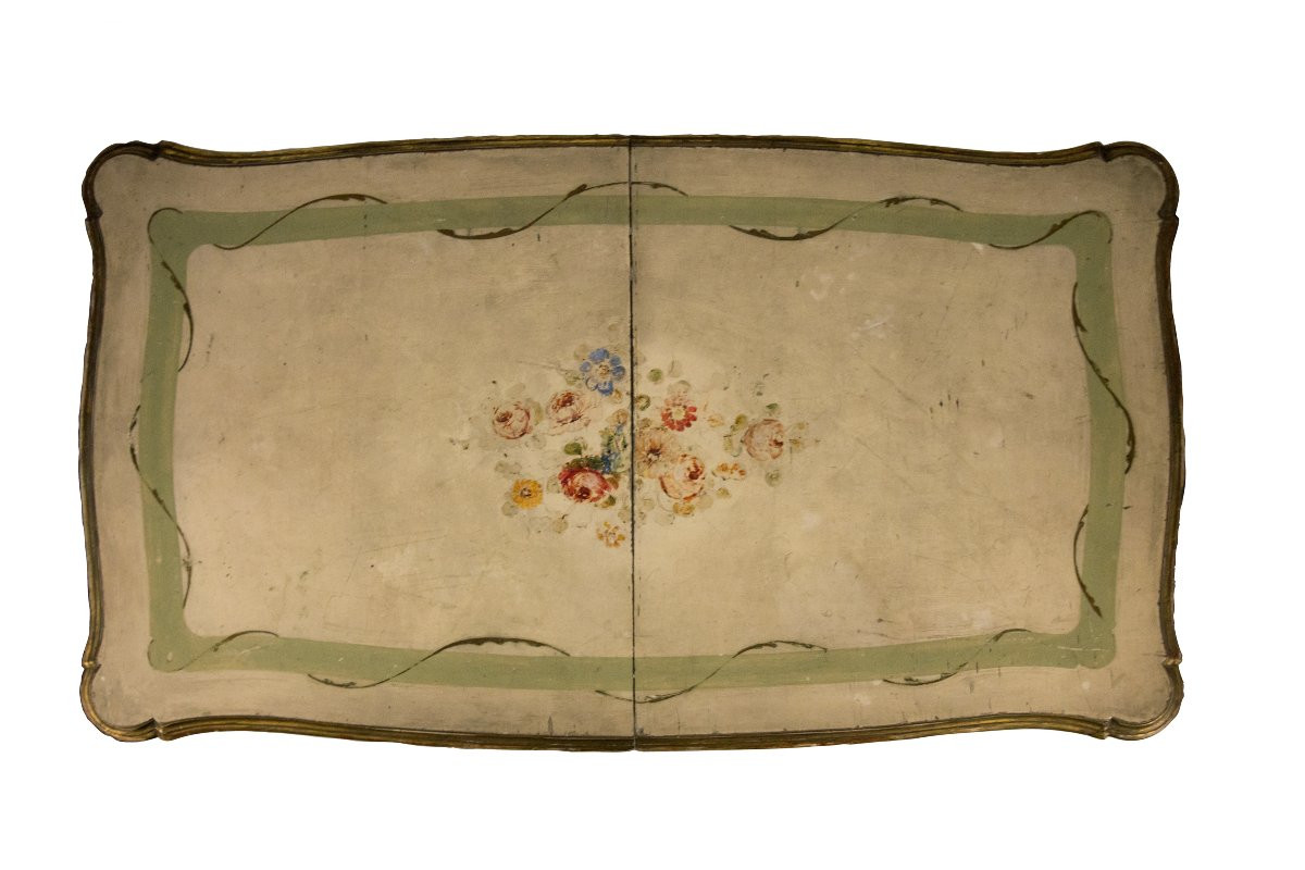 Carved, Gilded, And Lacquered Wooden Table, Lombardy, 19th Century-photo-8